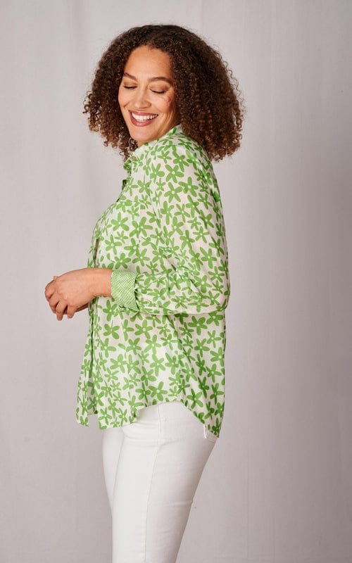 Bali Print Indian Cotton Shirt Green