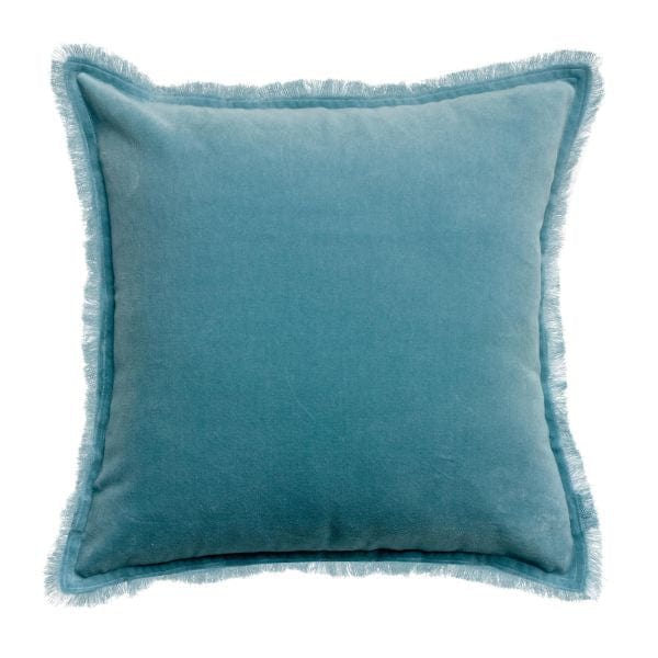 Fara 45x45 Velvet Fringed Cushion by Vivaraise, Quartz