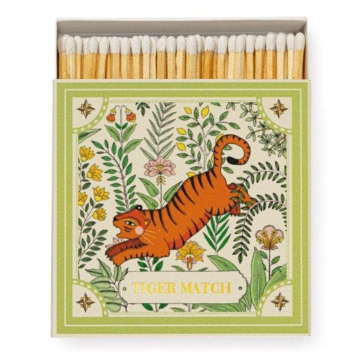 Square Luxury Match Box Green Tiger