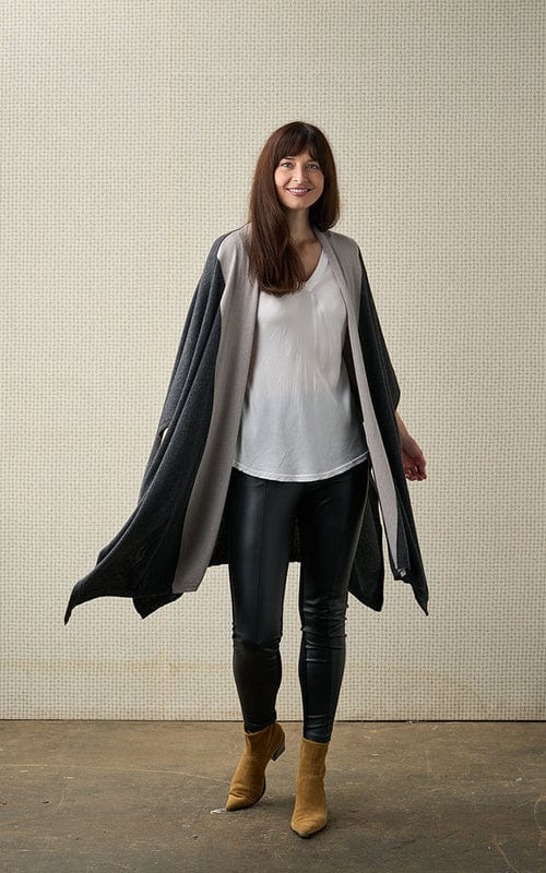 Two-Tone Cashmere Wrap Dove/Charcoal