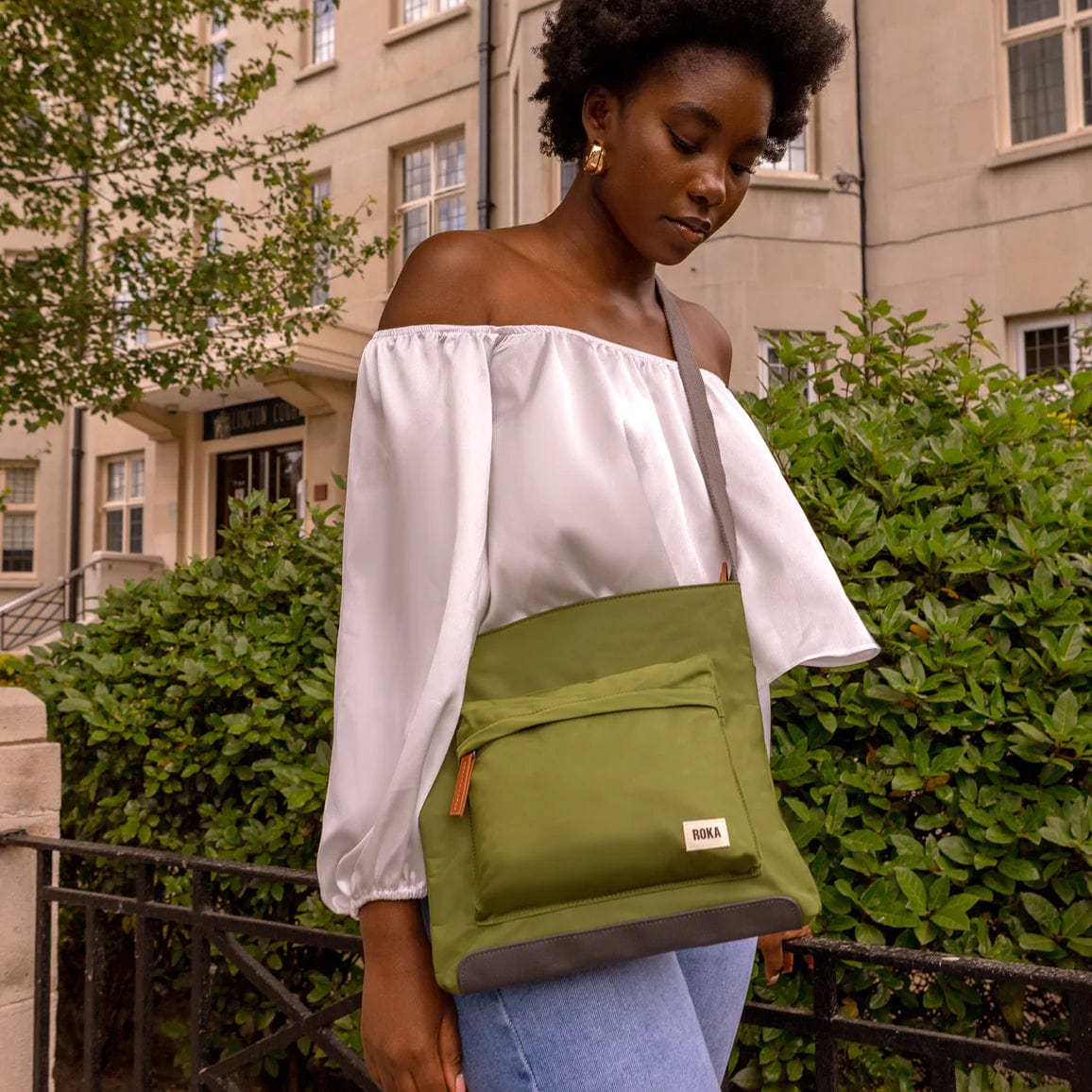 Roka Kennington B Sustainable Crossbody Bag Avocado