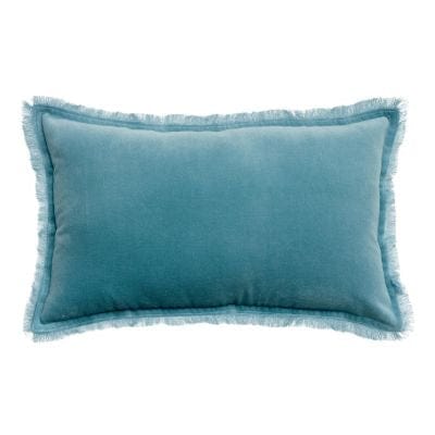 Fara 30x50 Velvet Fringed Cushion by Vivaraise, Quartz