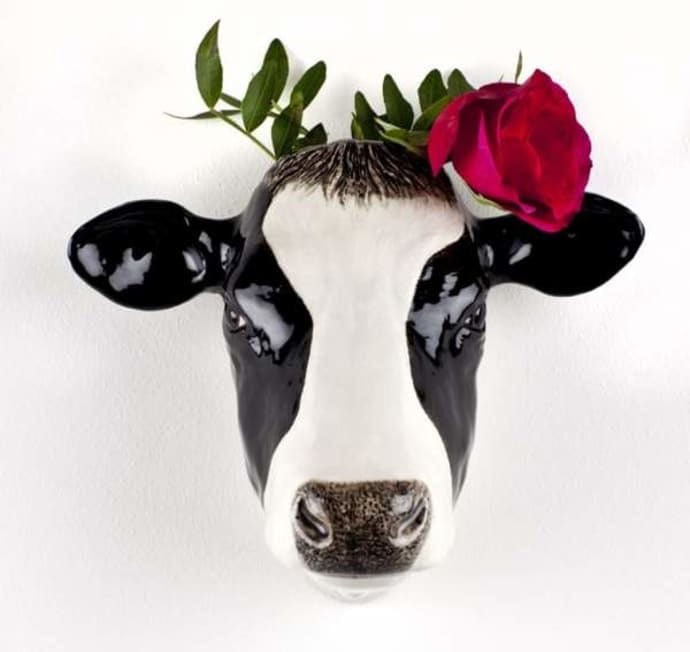 Friesian Cow Ceramic Wall Vase