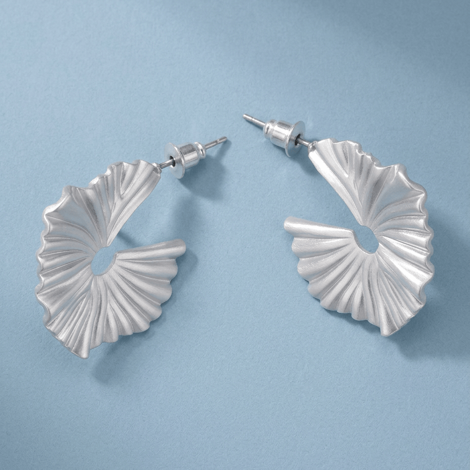 Big Metal Julia Ginkgo Leaf Hoop Earrings