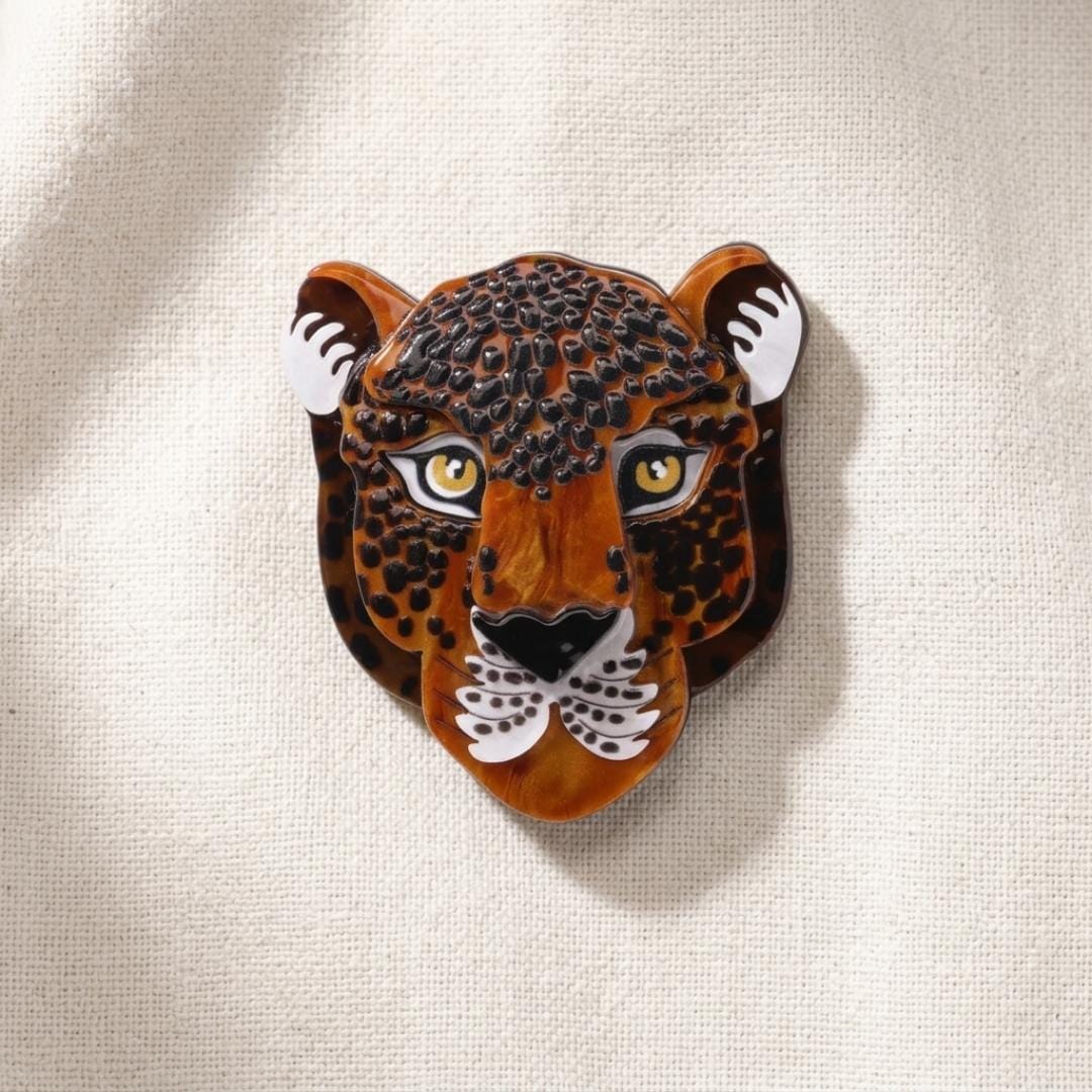 Cheetah Perspex Brooch, Big Metal London, Gift For Her