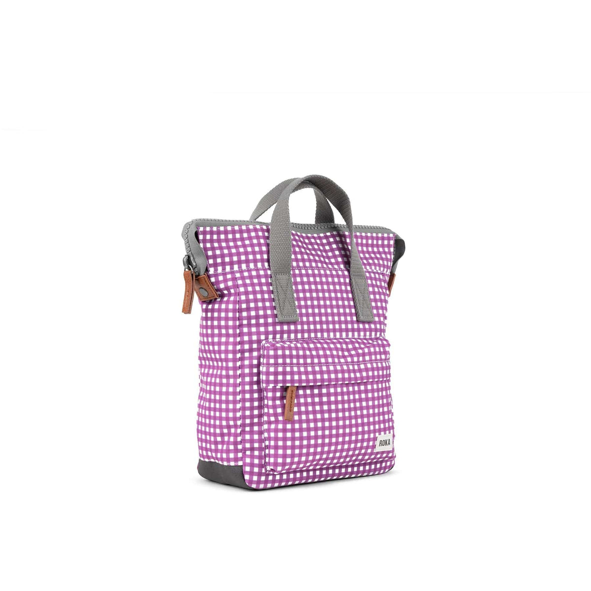 Roka Bantry B Small Gingham Recycled Canvas Rucksack, Various Colours ...