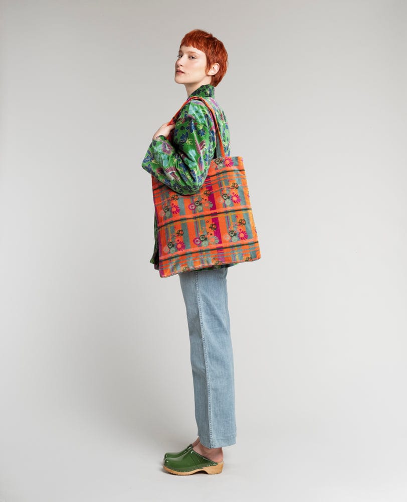 Large Velvet Tote Bag, Dundee Orange