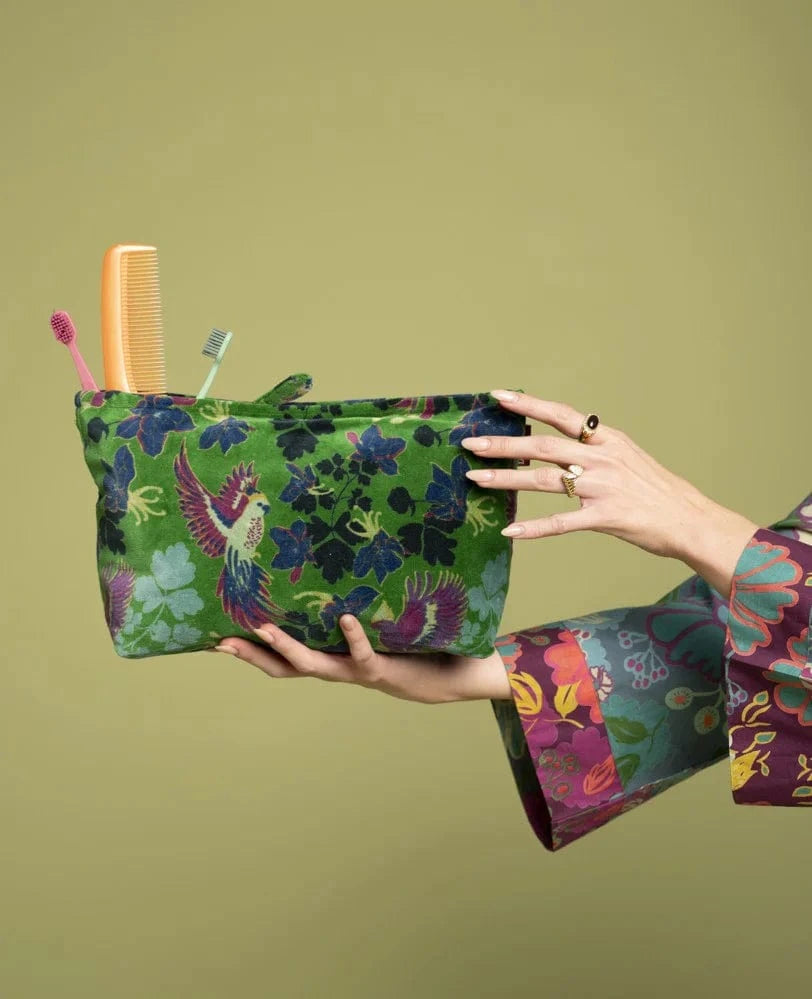 Large Velvet Washbag Ancolie Vibrant Green