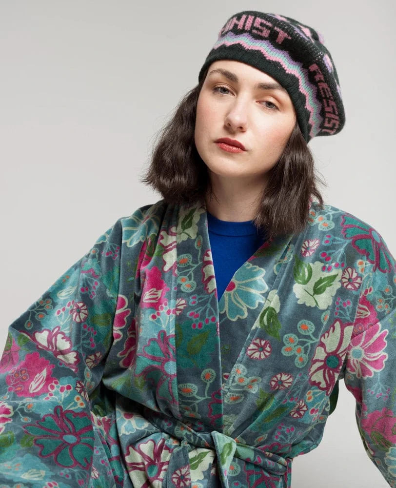 Luxury Velvet Dressing Gown Cosmos Teal