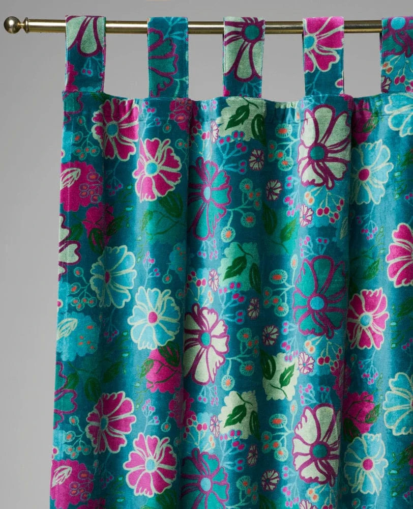 Velvet Curtain Panel 260x110cm, Cosmos Teal
