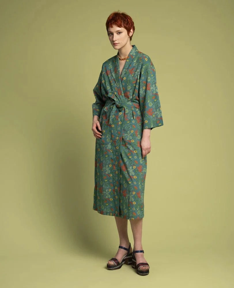 Long Cotton Dressing Gown, Iris Bayou