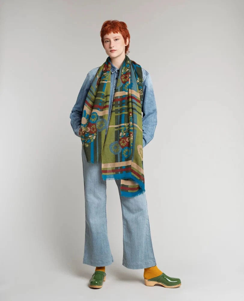 Oversized Wool Scarf by Les Touristes, Dundee Green