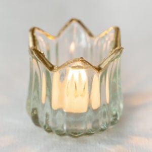 Glass T-Light Holder with Gold Rim