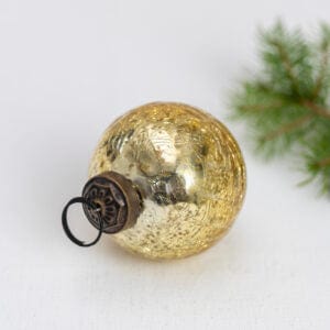 Crackle Glass Bauble Christmas Decoration Gold Small
