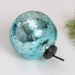 Crackle Glass Bauble Christmas Decoration Turquoise Large