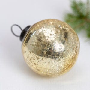Crackle Glass Bauble Christmas Decoration Gold Large