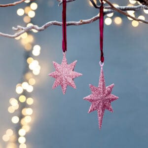 Pink Glitter Star Tree Decoration