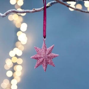 Pink Glitter Star Tree Decoration Small