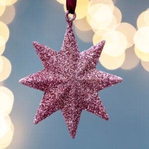 Pink Glitter Star Tree Decoration Small