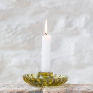 Glass Scallop Candleholder Amber