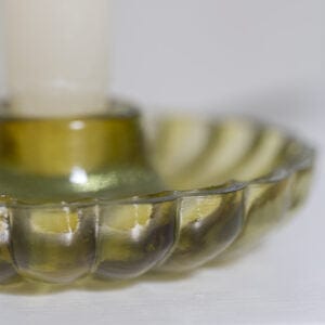 Glass Scallop Candleholder Amber