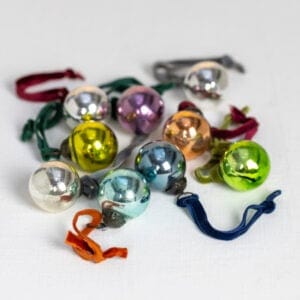 Bag of 9 Mini Shiny Baubles With Velvet Loops