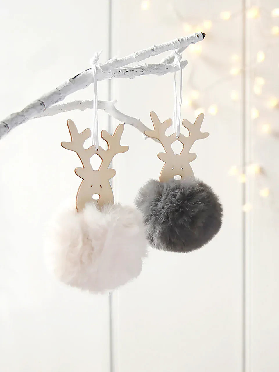 Wooden Reindeer Heads With Pompom Bodies