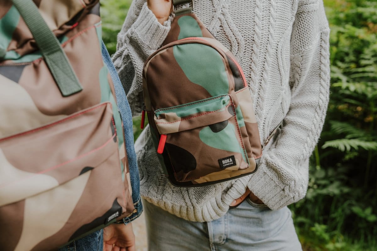 Roka Willesden B Vintage Camo Recycled Canvas Crossbody