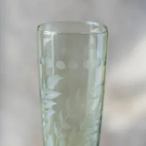 Etched Green Champagne Flute
