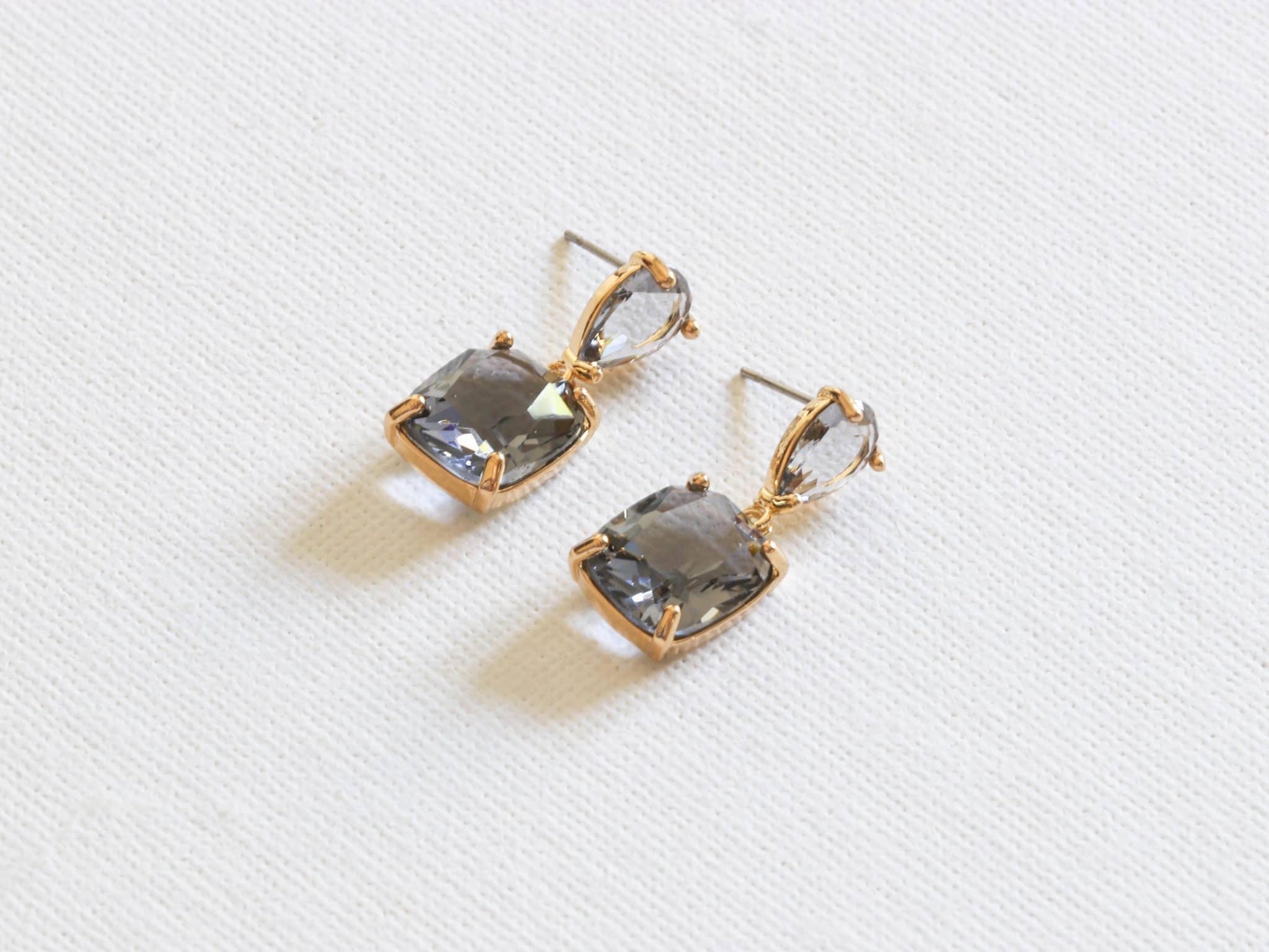 Big Metal Anais Allure Stone Cut Luxe Earrings, Grey