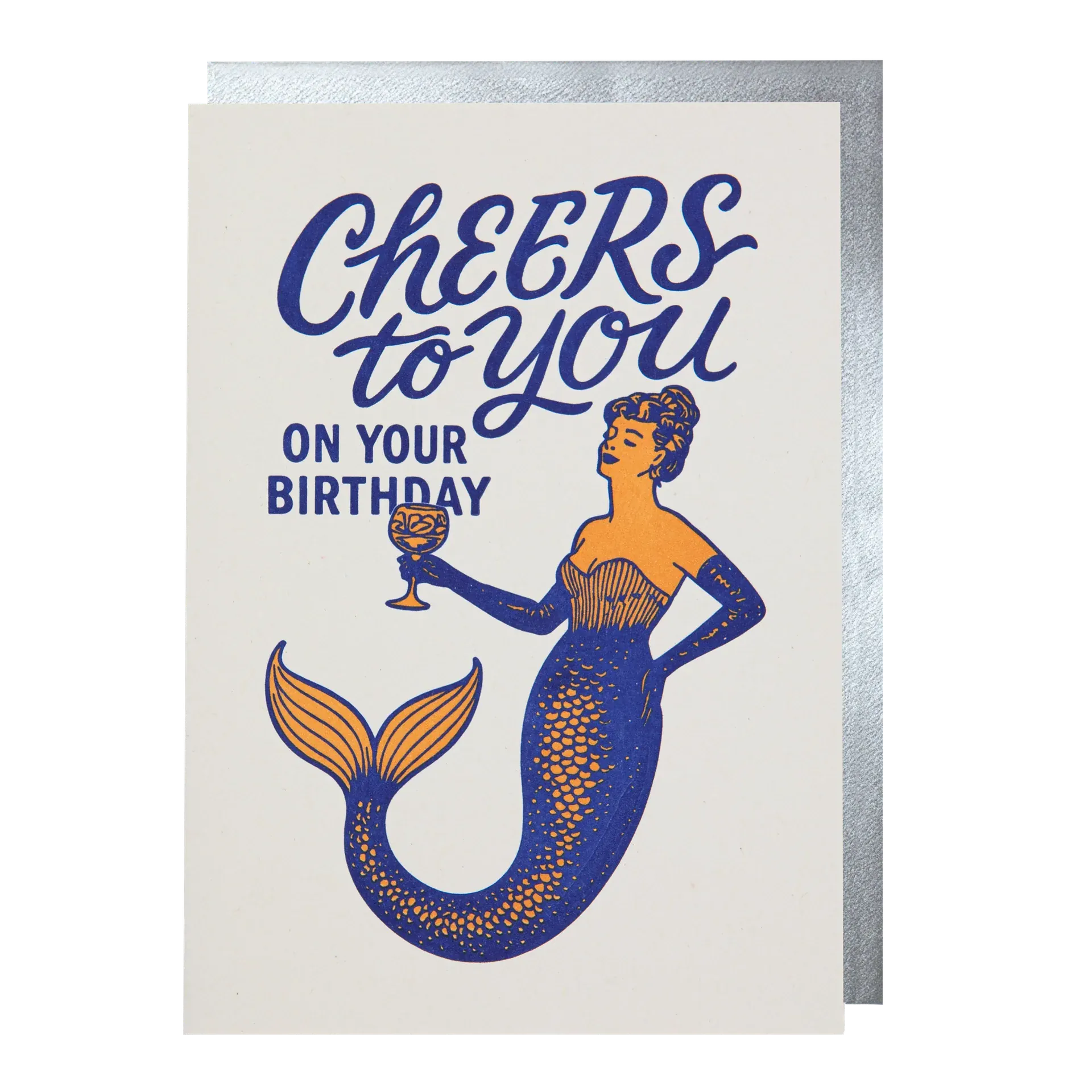 Letterpress Card Mermaid Birthday