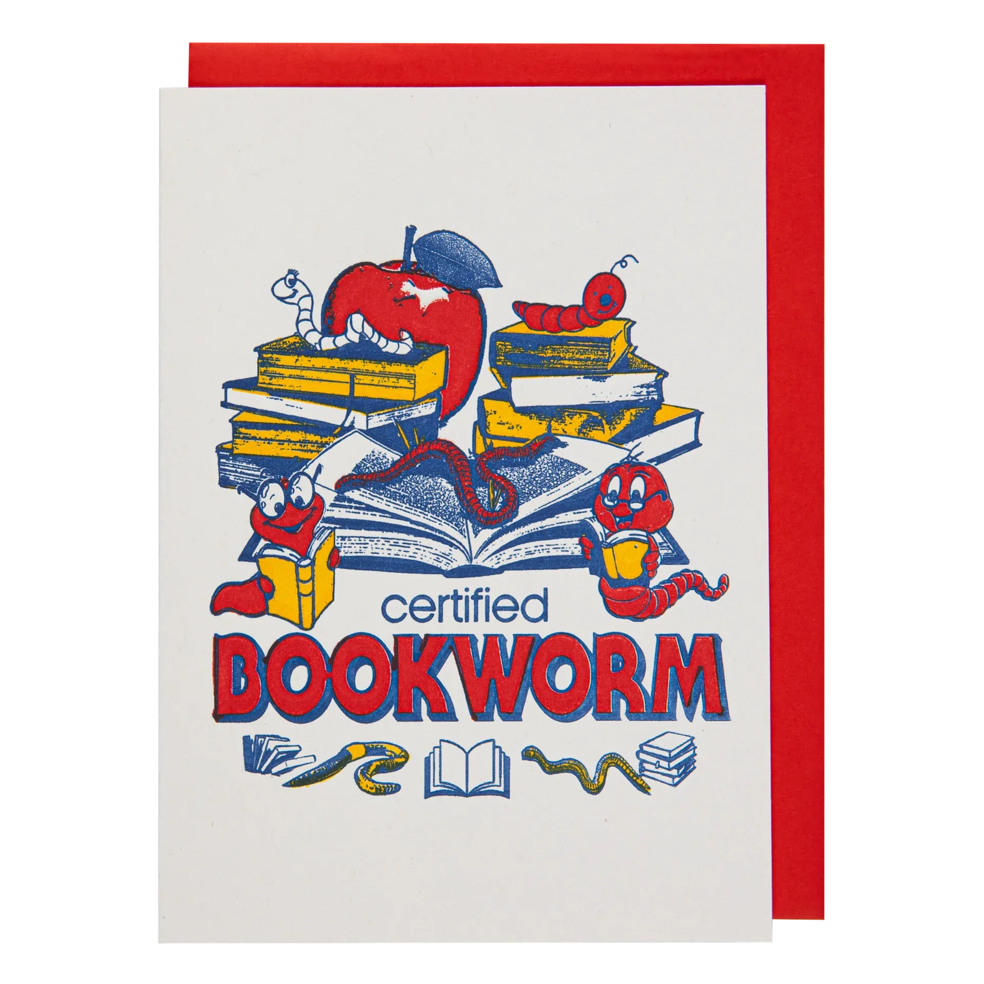 Letterpress Card Bookworm