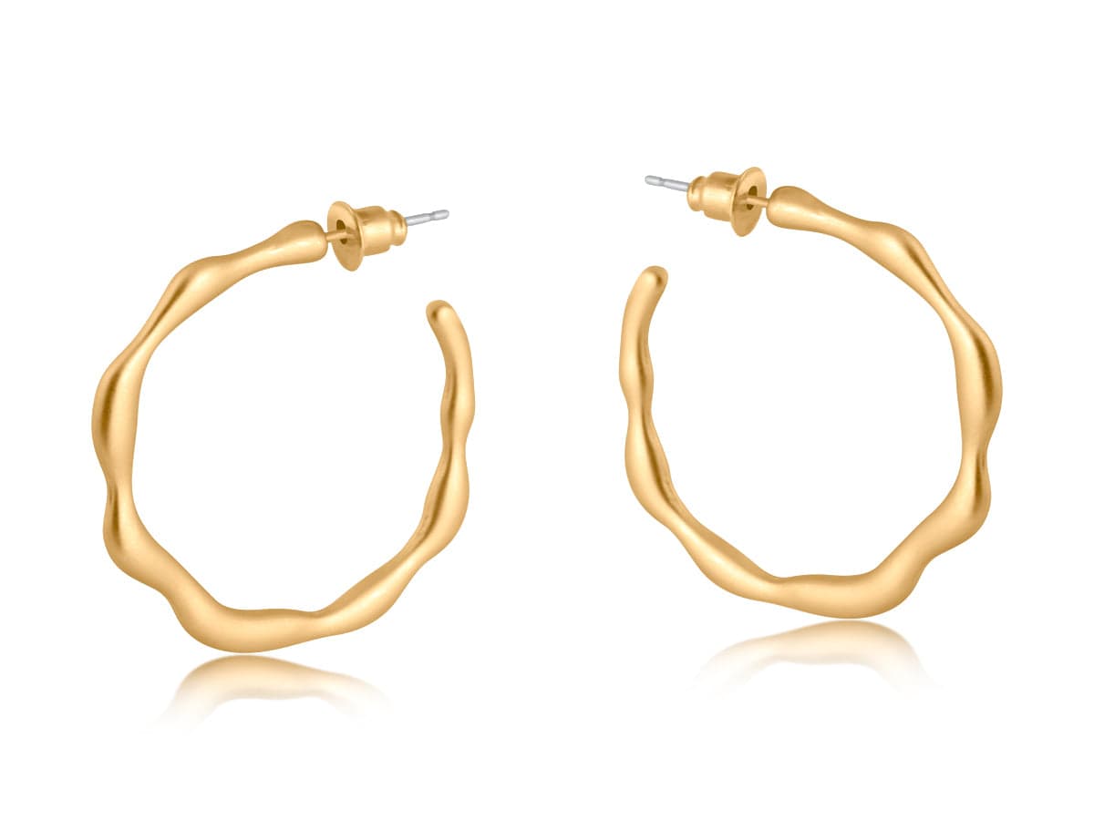 Big Metal Martina Branch Hoop Earrings, Gold Plated
