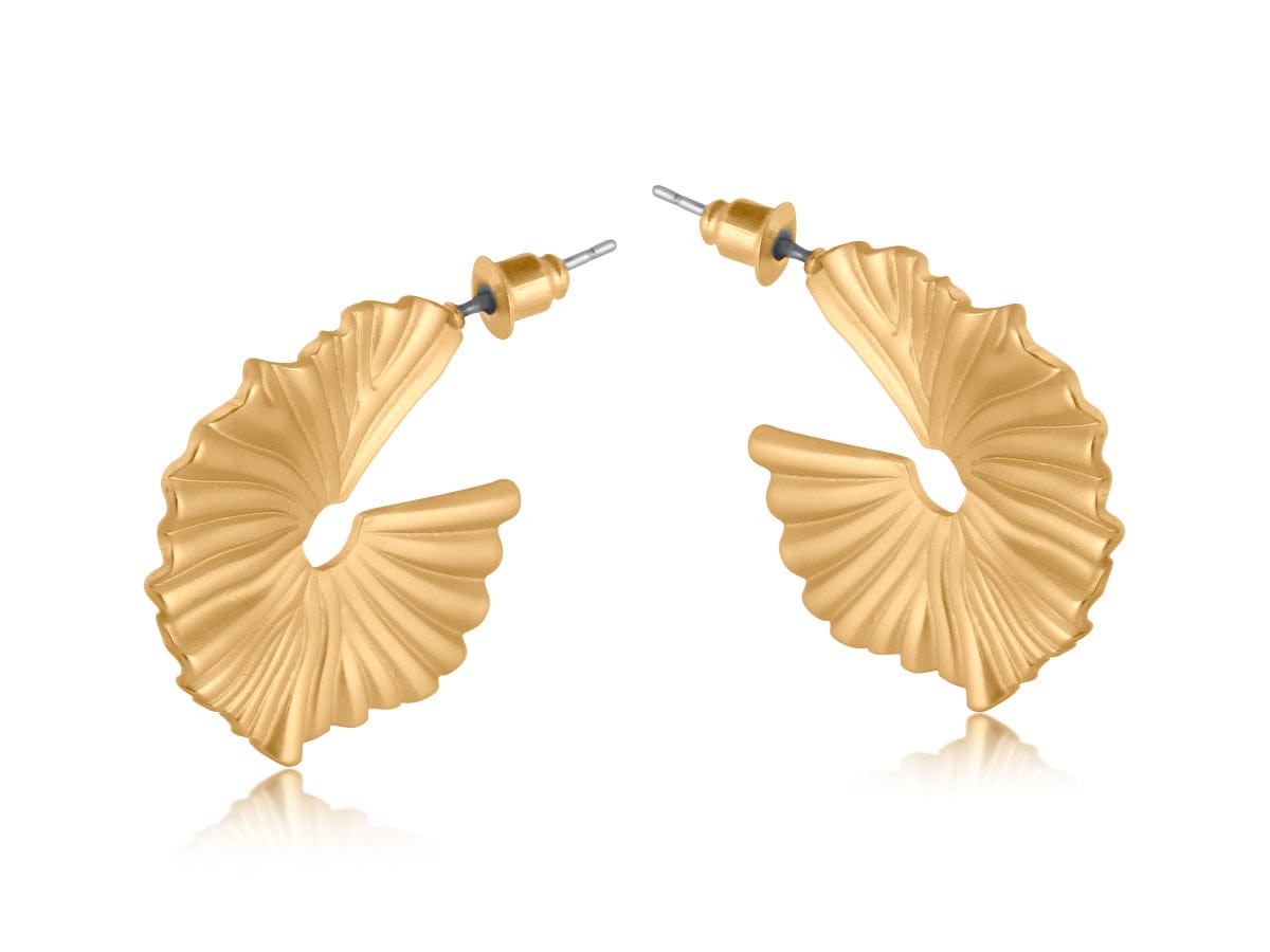 Big Metal Julia Ginkgo Leaf Hoop Earrings, Gold Plated