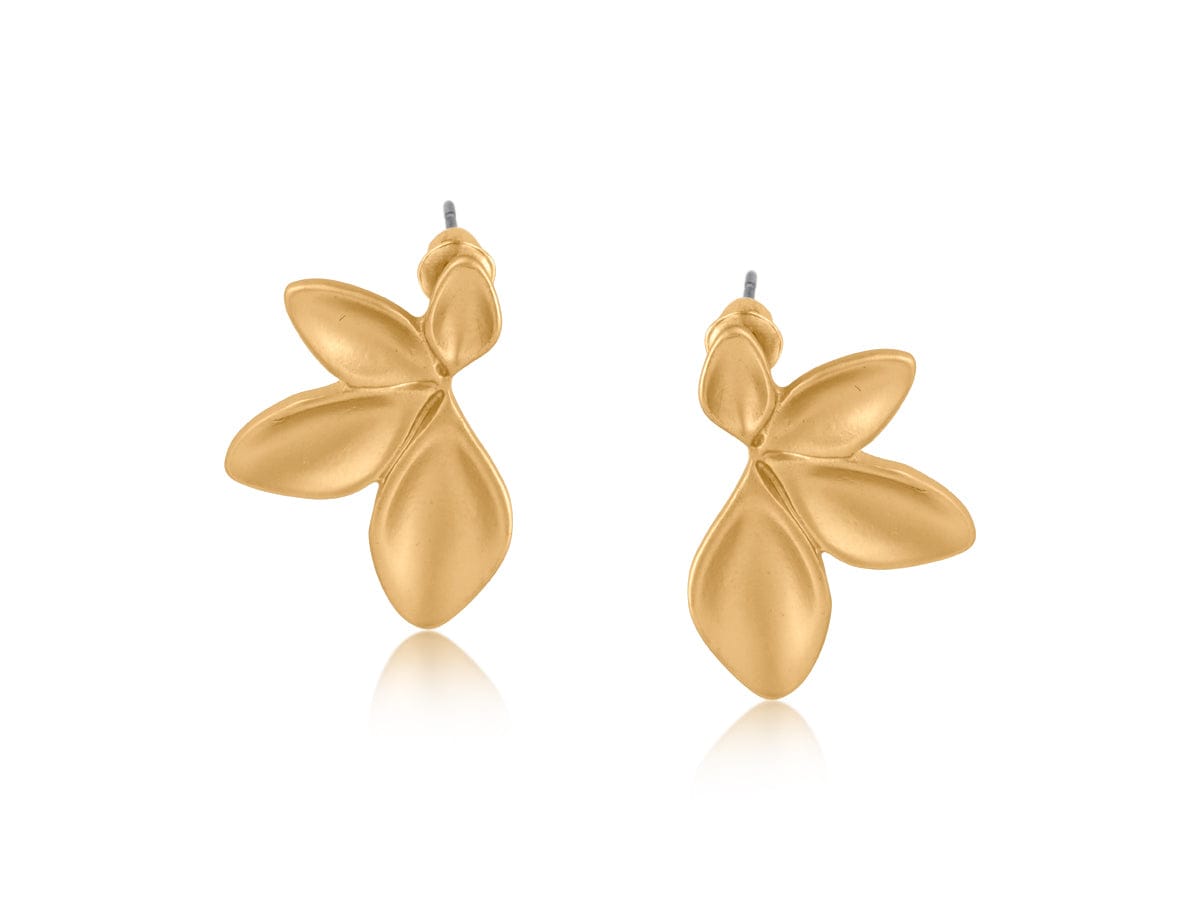 Big Metal Freya Fan Leaf Earrings Gold Plated