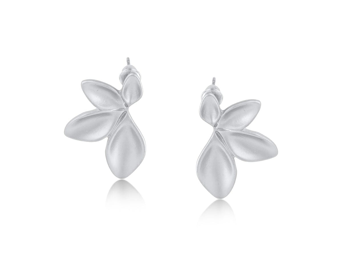 Big Metal Freya Fan Leaf Earrings Silver Plated