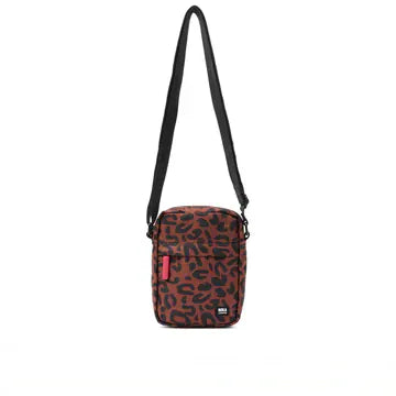 Bond Scarlet Leopard Recycled Canvas Crossbody Bag in by Roka London