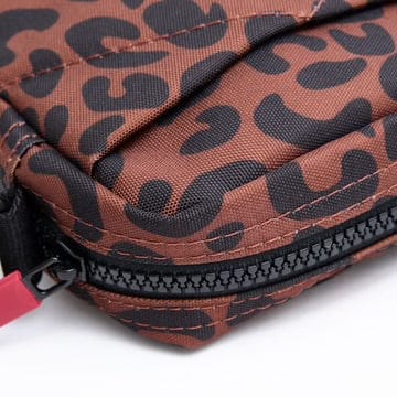 Bond Scarlet Leopard Recycled Canvas Crossbody Bag in by Roka London