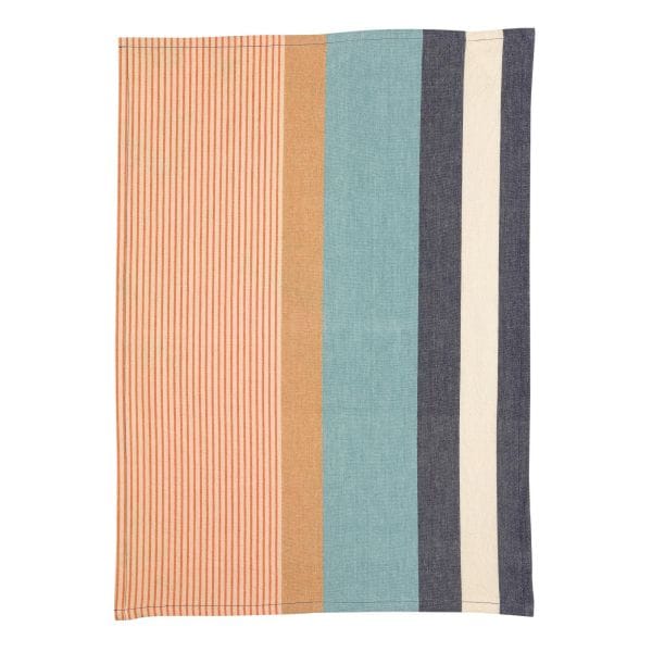 Yuna Striped Recycled Cotton Tea Towel Azure