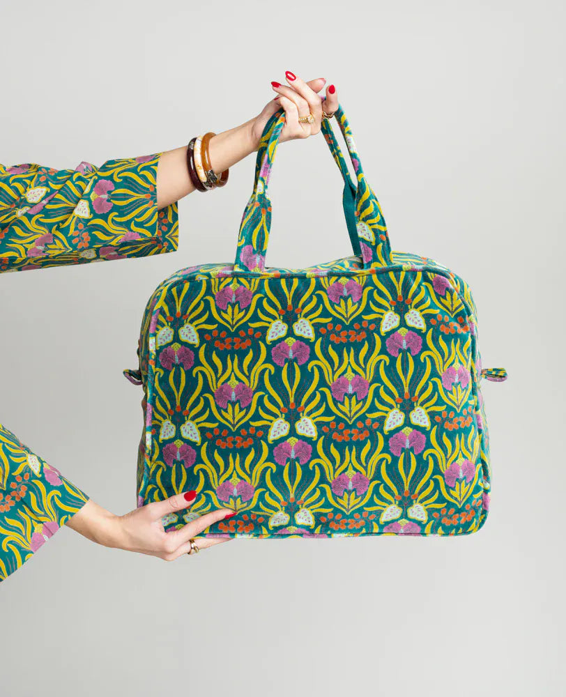 Poppins Velvet Weekend Bag, Muguet Bayou