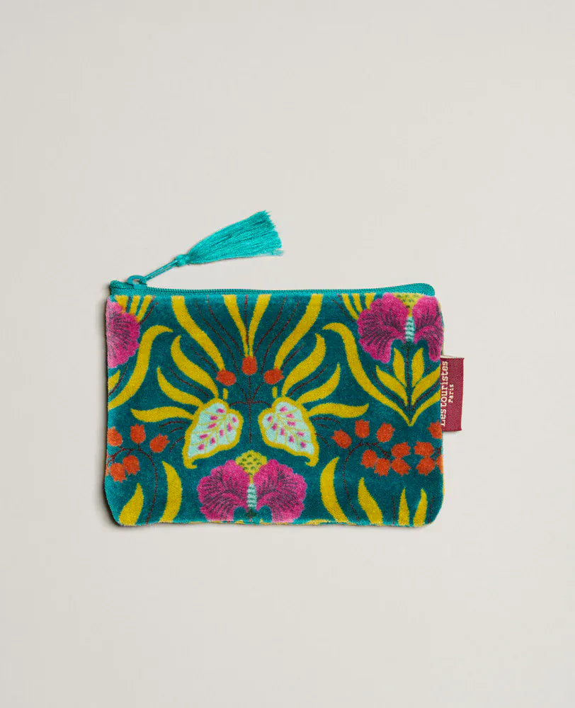 Velvet Zipped Pouch With Tassel Small Muguet Bayou