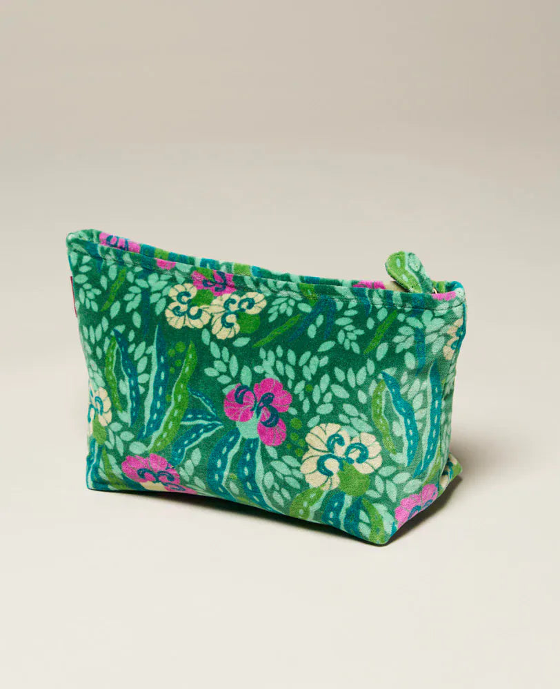 Large Velvet Washbag Allegria Green