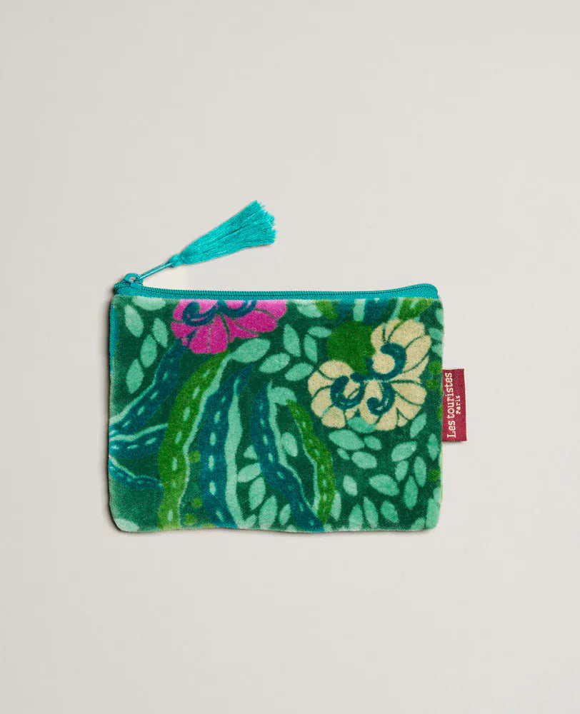 Velvet Zipped Pouch With Tassel Sall Allegria Green