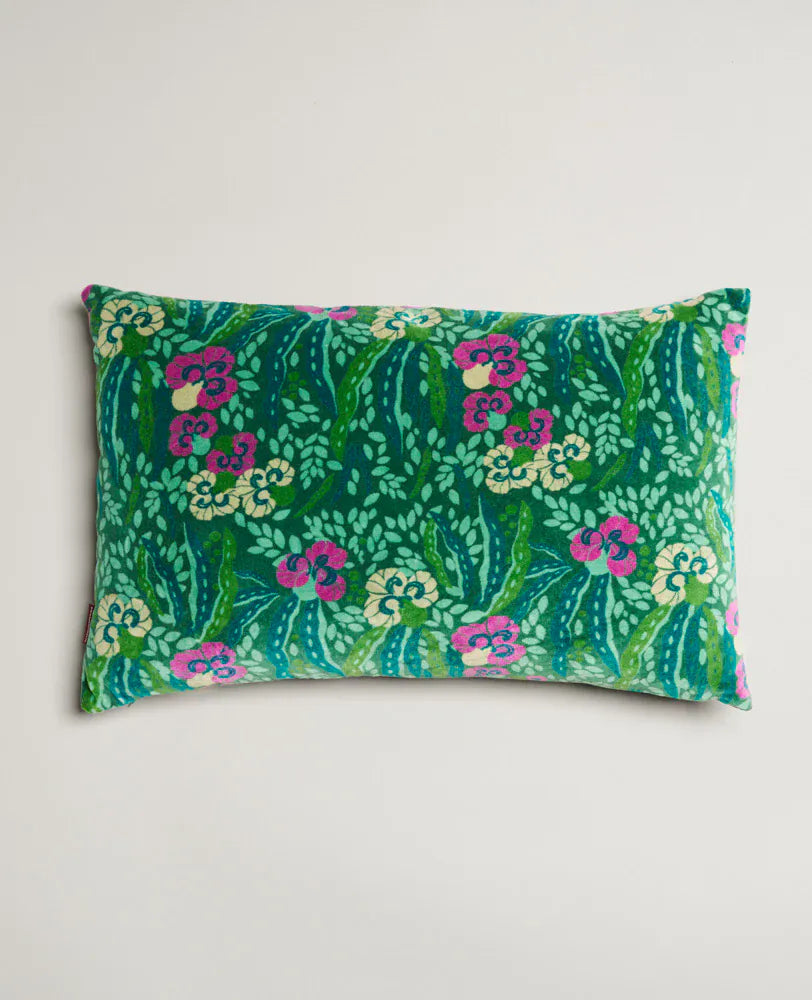 Allegria Green Rectangular Velvet Cushion 55x35cm