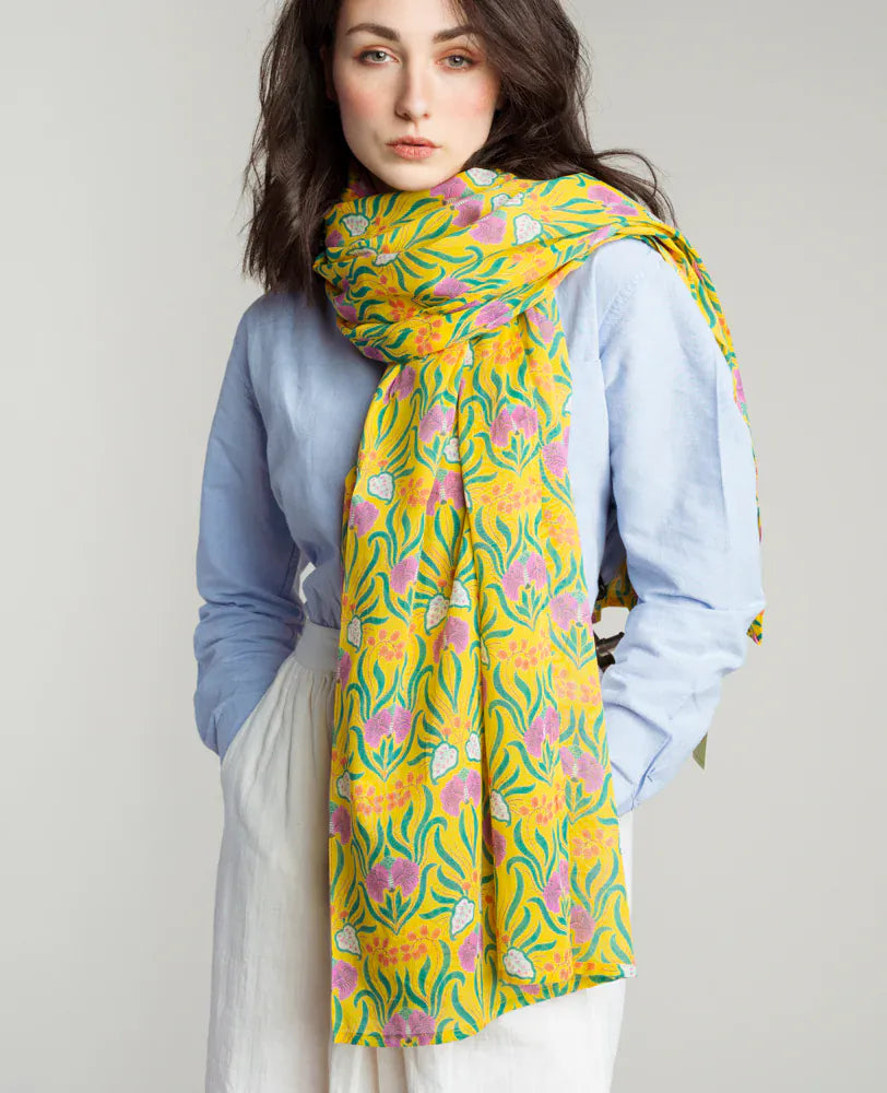 Cotton Scarf/Sarong 180x110cm Muguet Yellow