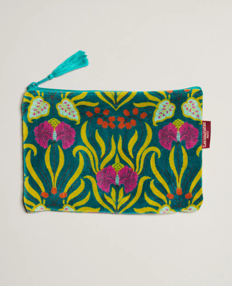Velvet Zipped Pouch With Tassel Large Muguet Bayou