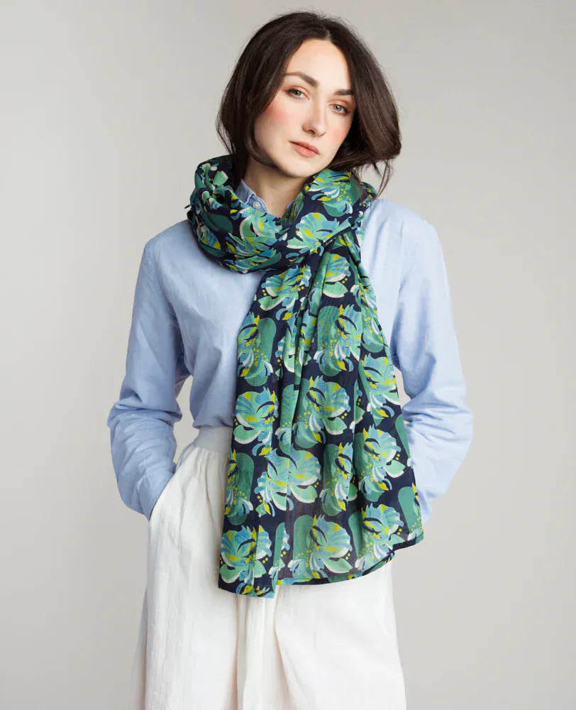 Cotton Scarf/Sarong 180x110cm Split Navy