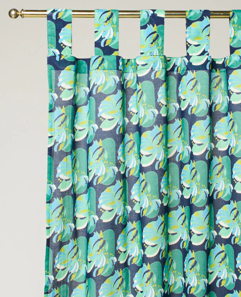 Cotton Voile Curtain Panel 260x110cm, Split Navy