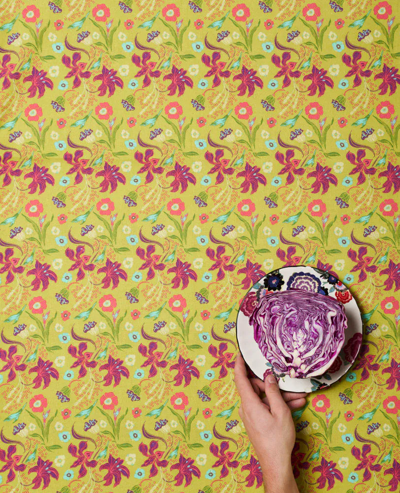 Large Organic Cotton Tablecloth, Iris Gold