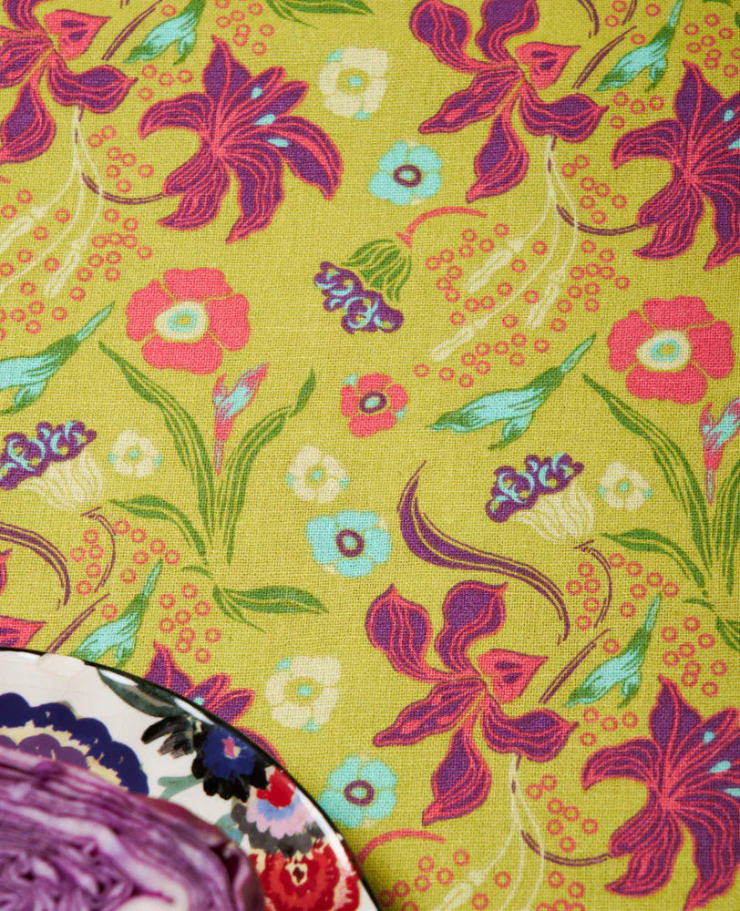 Large Organic Cotton Tablecloth, Iris Gold